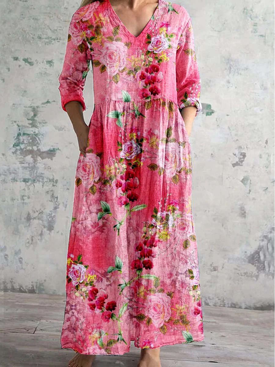 Vera Women's Maxi Dress | Floral Print, V-Neck Design 5