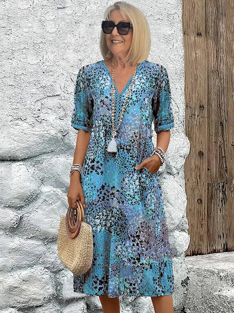 Vera Women's Midi Dress | Allover Print, Casual Summer Style 1