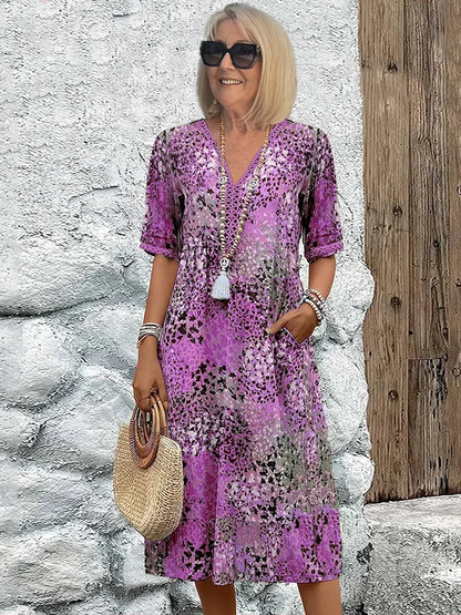 Vera Women's Midi Dress | Allover Print, Casual Summer Style 3