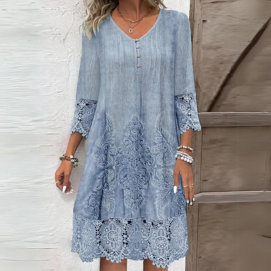 Vera Women's Midi Dress | Embroidered Detail, V-Neck, Summer Dress 0