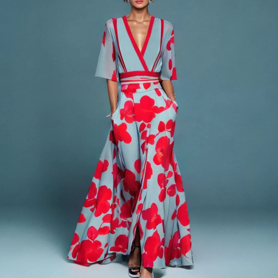 Wendy Women's Maxi Dress | Floral Wrap Design with Side Pockets 0