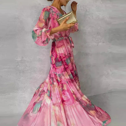 Wendy Women's Maxi Dress | Floral Wrap, Tiered Skirt 2