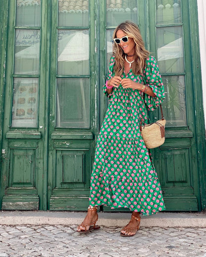 Wendy Women's Maxi Dress | Printed Pattern, Long Sleeve 4