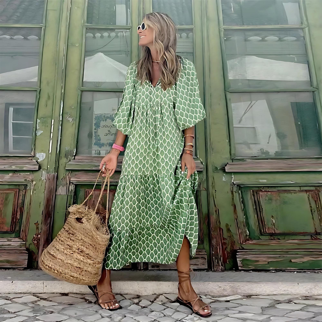 Wendy Women's Maxi Dress | Printed Pattern, Long Sleeve 5