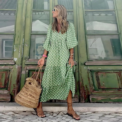 Wendy Women's Maxi Dress | Printed Pattern, Long Sleeve 5