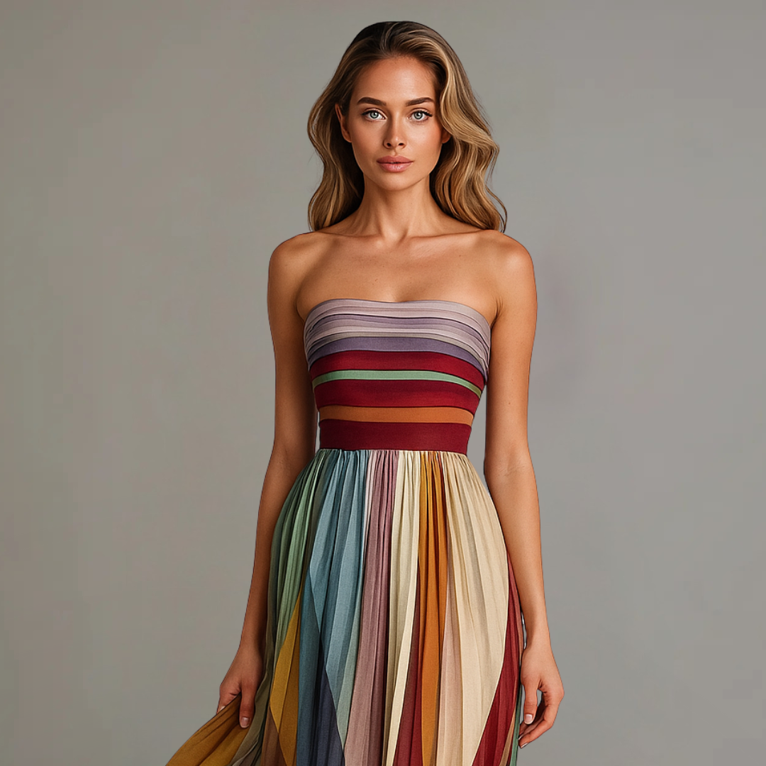 Wendy Women's Maxi Dress | Strapless Pleated Design for Formal Events 1