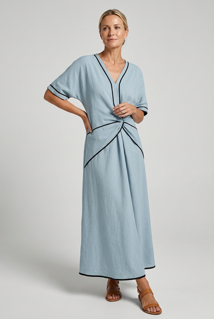 Wendy Women's Maxi Dress | Twist Front V-Neck, Elegant Summer Style 1