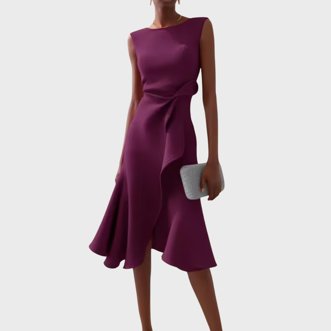 Wendy Women's Midi Dress | Sleeveless, Ruffle Hem, Elegant Summer Style 6