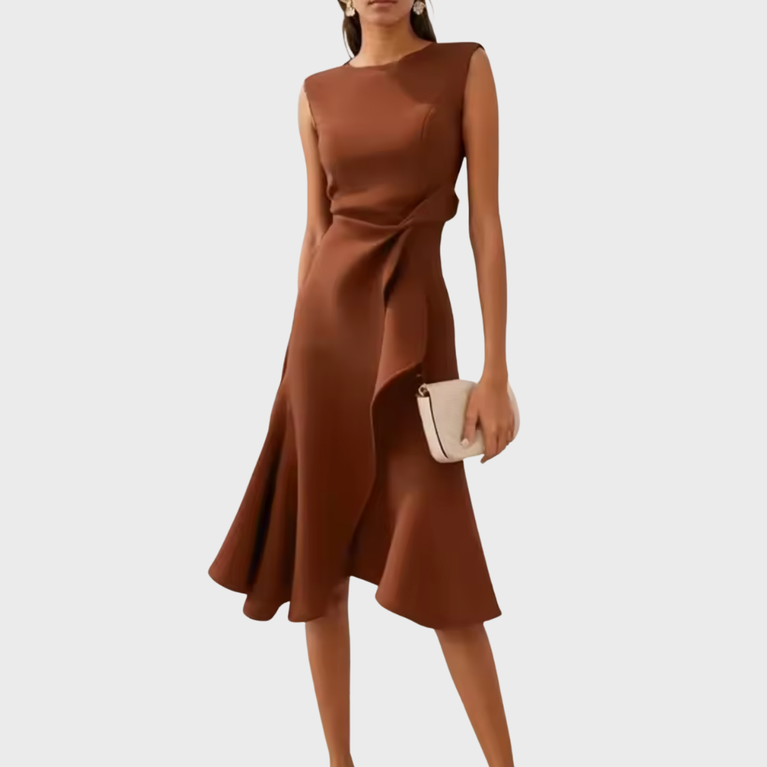 Wendy Women's Midi Dress | Sleeveless, Ruffle Hem, Elegant Summer Style 8