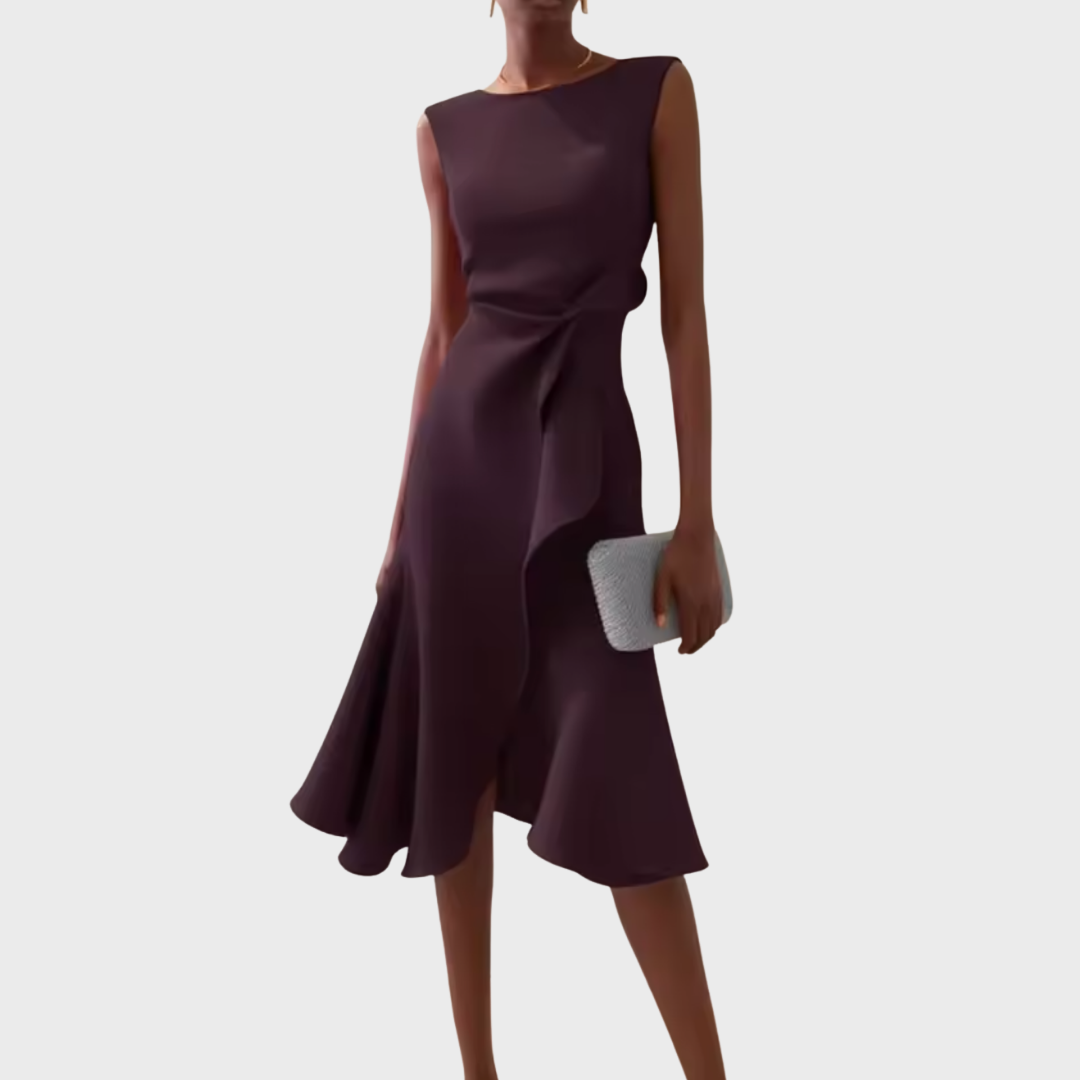 Wendy Women's Midi Dress | Sleeveless, Ruffle Hem, Elegant Summer Style 9