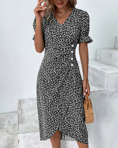 Wendy Women's Midi Dress | V-Neck Wrap Style, Short Sleeves 2
